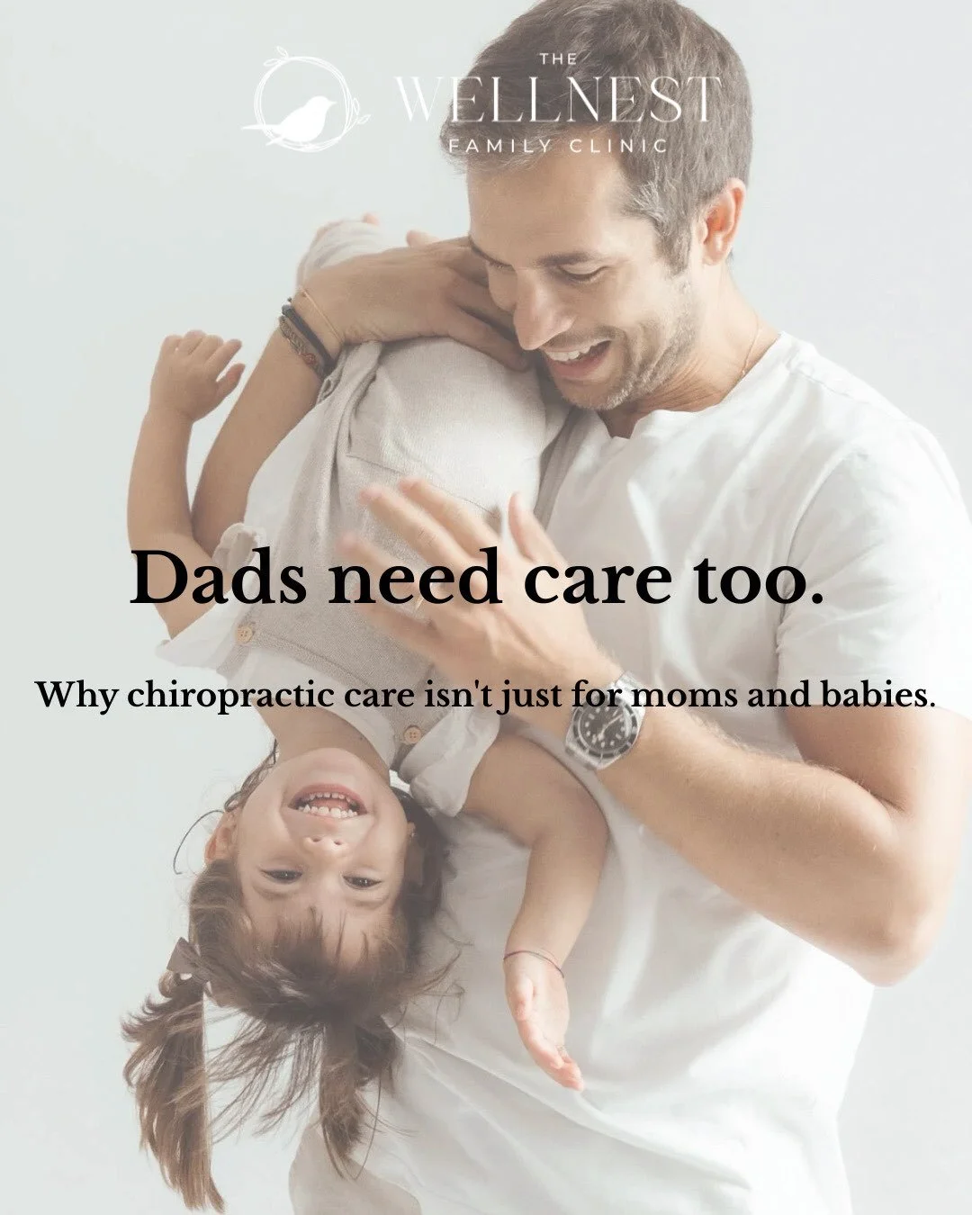 When people think of chiropractic care, they often think of pregnant moms and babies... but what about dads? 👨&zwj;👧

Dads carry a lot&mdash;physically and mentally.

From lifting car seats and strollers to carrying toddlers on their shoulders, lon
