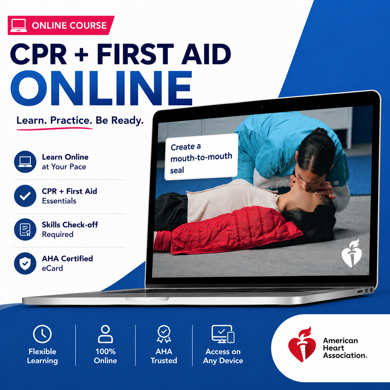 AHA Heartsaver® CPR AED + First Aid Online