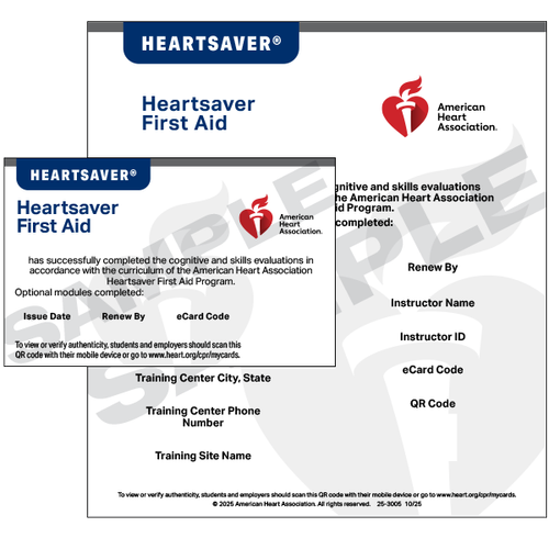 AHA Heartsaver First Aid eCard example