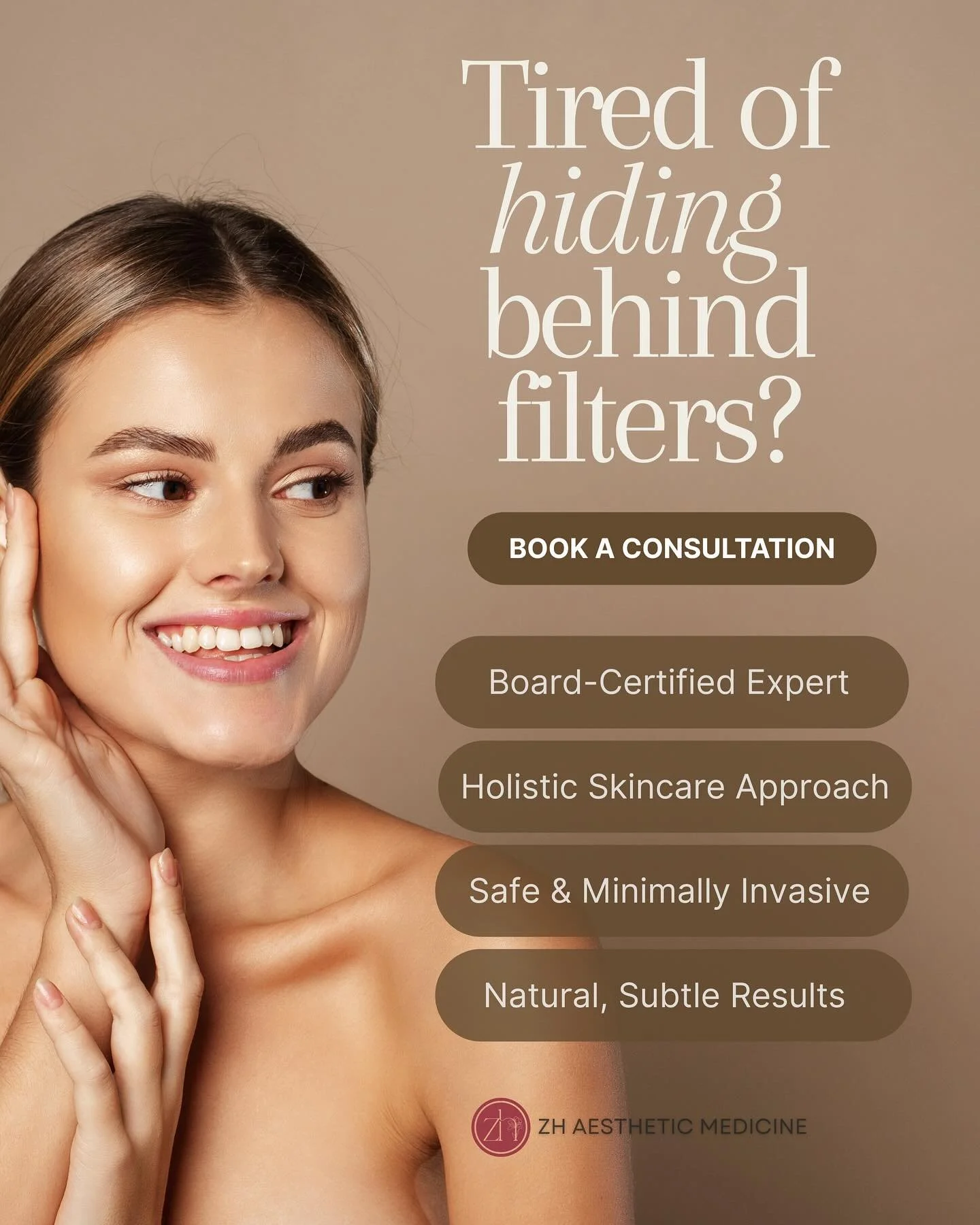 Tired of hiding behind filters? Let&rsquo;s bring back that real-life glow!✨

At ZH Aesthetic Medicine, you&rsquo;ll be cared for by Dr. Zara, a board-certified expert who takes a holistic approach to skincare. 

From Botox and laser to fillers, ever
