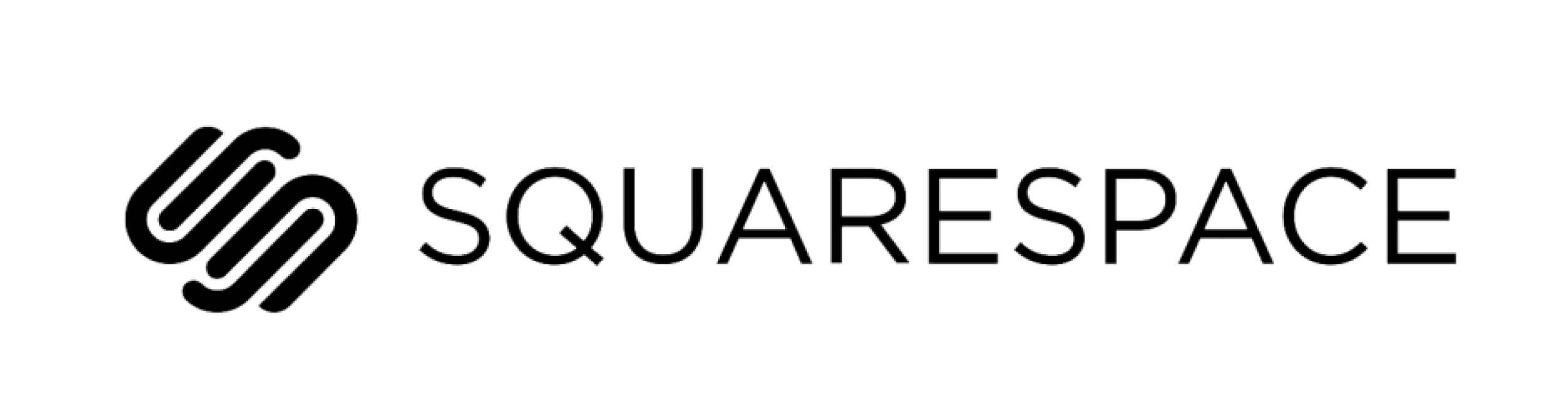 Squarespace logo, featuring an abstract black icon and the word 'SQUARESPACE' in black capital letters.
