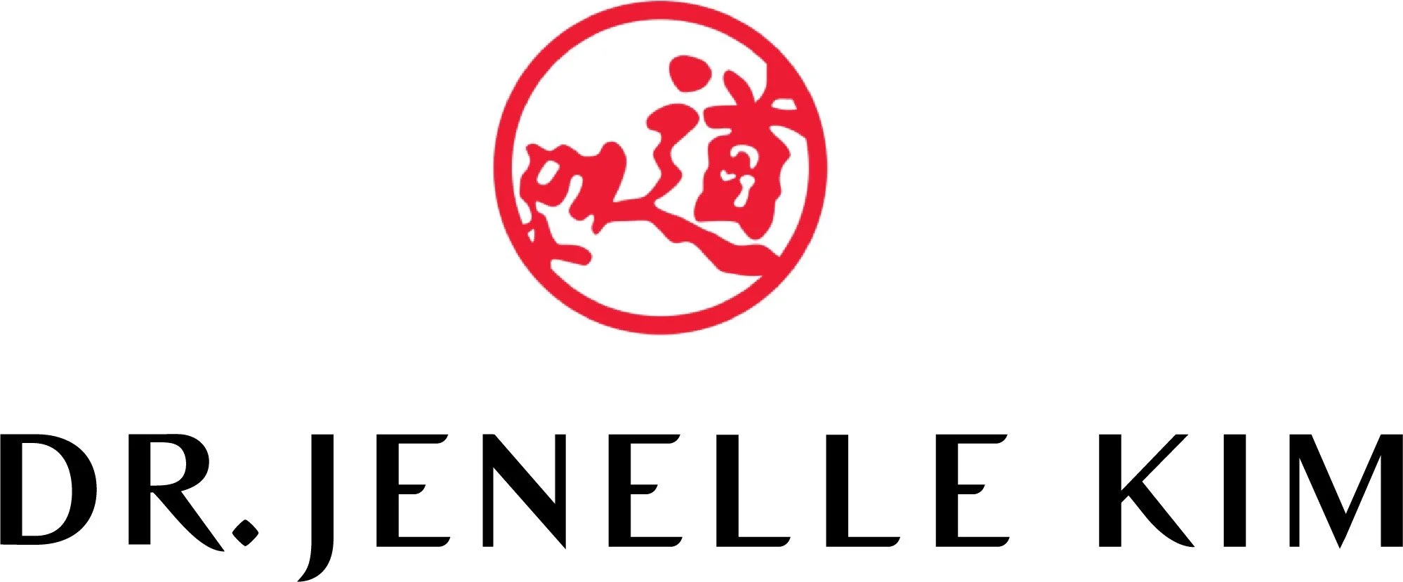 Logo with red circular design and stylized Chinese characters above the name 'Dr. Jenelle Kim' in black text.