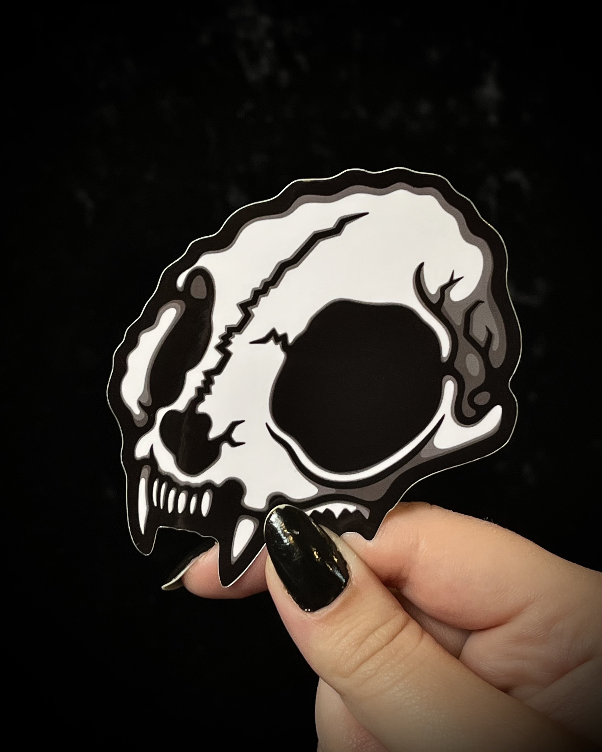 Spooky Cat Skull Sticker