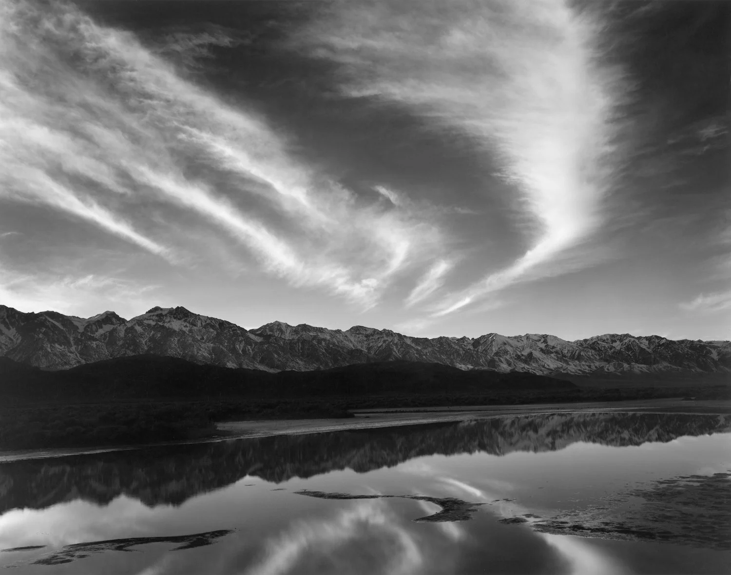 Ansel Adams, Evening Clouds and Pool, East Side of The Sierra Nevada From The Owens Valley, California, c .1962, gelatin silver print