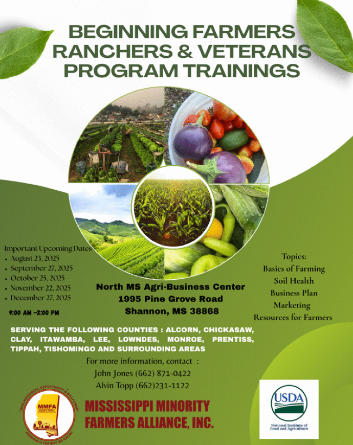 Beginning Farmers, Ranchers and Veterans Program Trainings