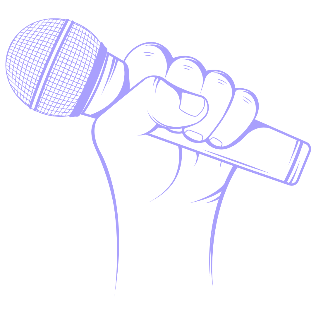 Illustration of a hand holding a microphone