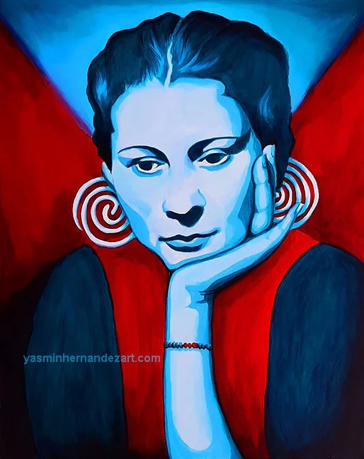 "Julia de Burgos reflexiona," 2020
Commissioned for the Women's Empowerment Draft of Art Force Five, Alfred University, Alfred, NY.
Portrait of Puerto Rican Poet Julia de Burgos was reproduced on trading cards and jerseys as part of a tribute to a se