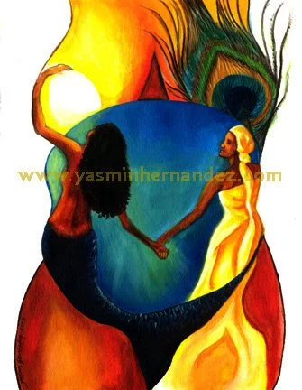 "Yemaya y Ochun," 2003
2003
Acrylic on Watercolor
15" x 11"
Collection of Liliana Polo
Commissioned by El Diario/ La Prensa for their 2003 Women's Month Distinguished Latinas celebration. I was selected as an honoree the following year, 2004. This