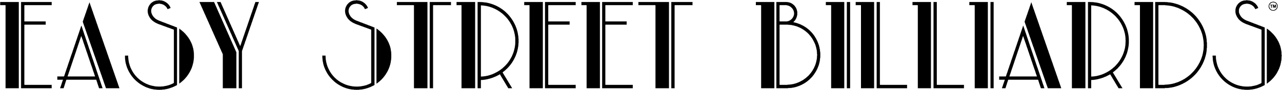 Text reading 'Easy Street Billiards' in a stylized font on a black background.