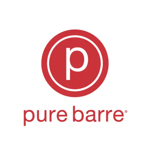 Pure Barre logo with a red circle containing a white lowercase 'p' and the words 'pure barre' beneath it
