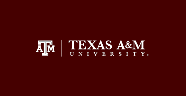 Texas A&M University logo on a maroon background.