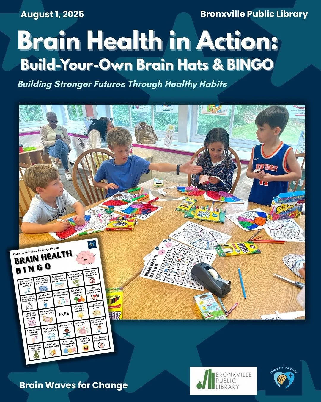 🌱 Swipe to see the highlights of our Brain Health Awareness event at the Bronxville Public Library!
Through engaging, hands-on activities, we empowered youth with essential knowledge about sleep, nutrition, exercise, and more: critical habits that
