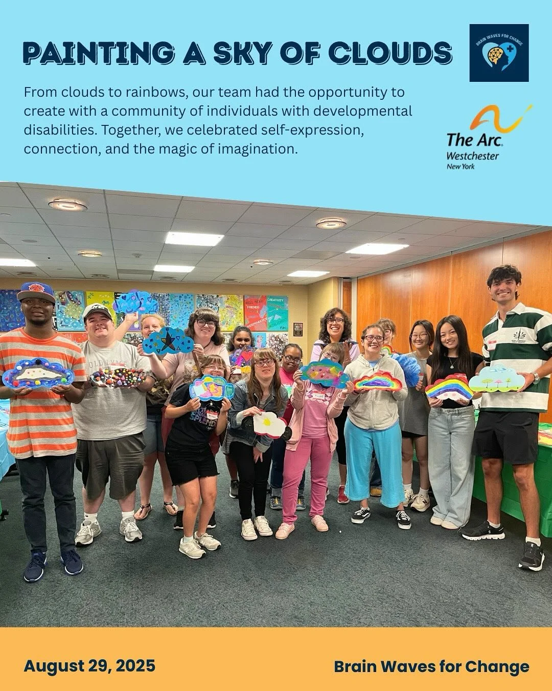 🌈 What a colorful morning! We loved painting rainbow clouds with the amazing community at @arcwestchester . Big thanks to their team for welcoming us so warmly and collaborating on such a wonderful project, celebrating creativity, imagination, and c