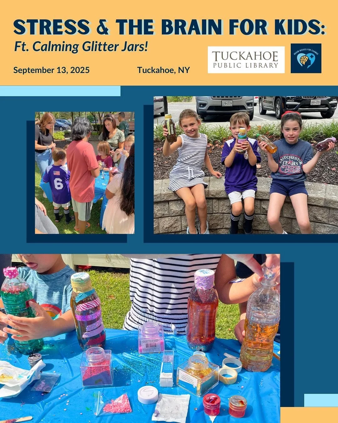 💫 At the Tuckahoe Library, our brain health session as a success! Participants explored how stress affects the brain, learned simple ways to calm their minds, and even made their own calming glitter jars to take home.
This creative program combine