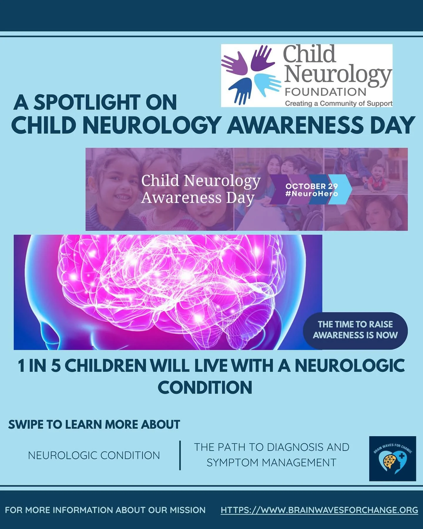 Today we shine a light on Child Neurology Awareness Day 💜
1 in 5 children will live with a neurologic condition - early detection, understanding, and community support can make all the difference.

Credit: Researched &amp; designed by Breeghit Ubeda