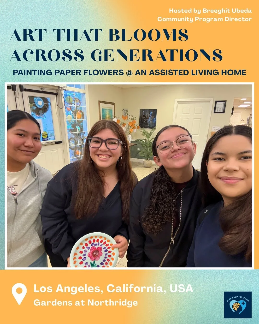 💛 Last weekend, BWC Community Program Director Breeghit Ubeda and her friends visited an assisted living home to paint paper flowers with the residents 🌸

The activity inspired laughter and conversation, reminding everyone that creativity can bring