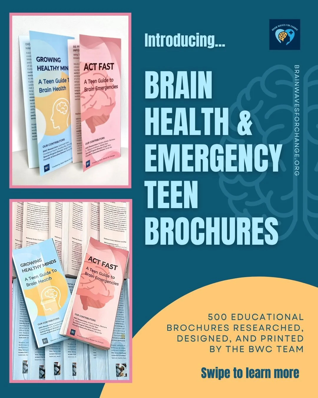 We&rsquo;re excited to announce our newest project: two teen‑friendly educational brochures focused on brain health and neurological emergency awareness. 📘These topics are rarely taught in schools, but are essential for young people to understand.

