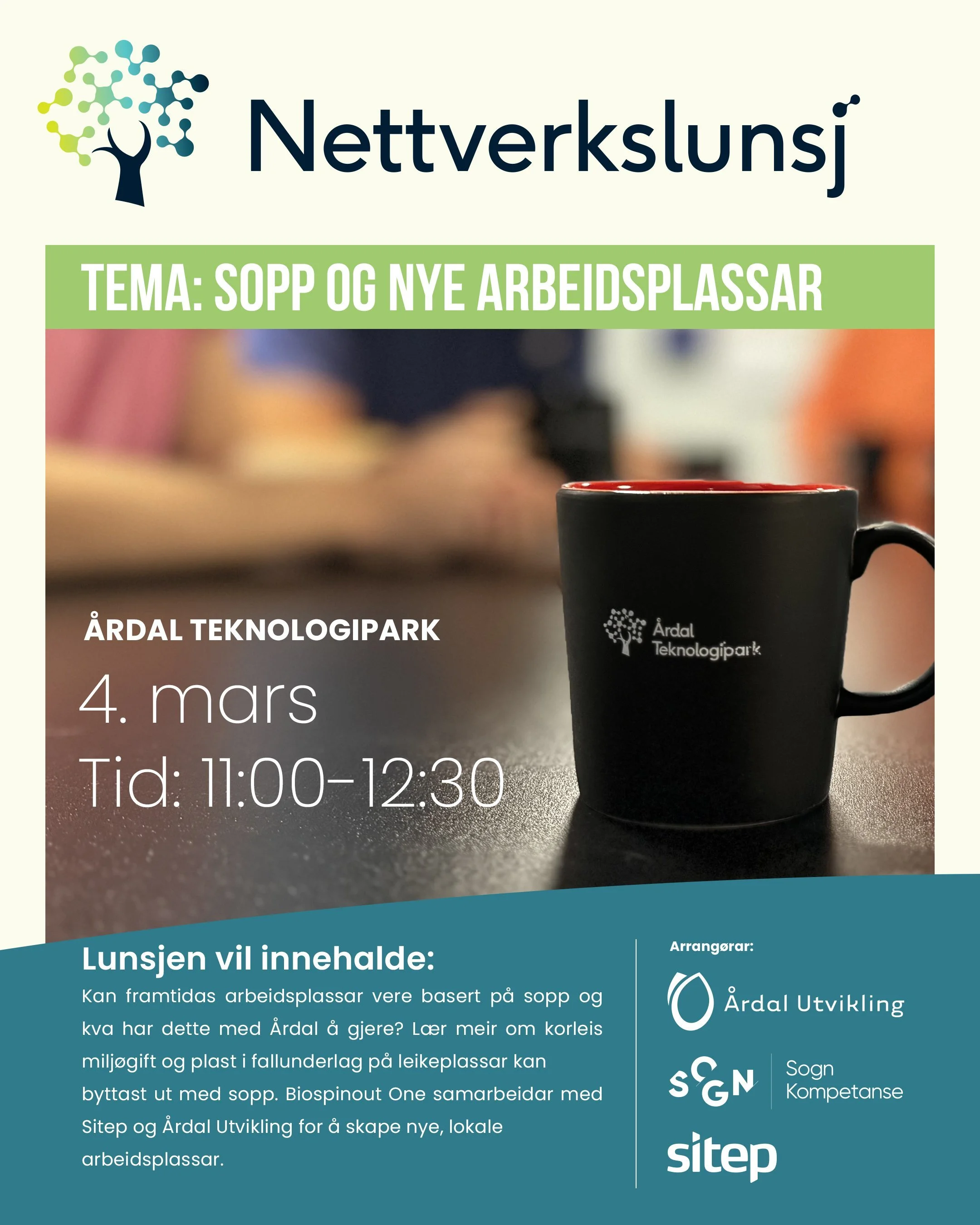 Nettverkslunsj: sopp og nye arbeidsplassar