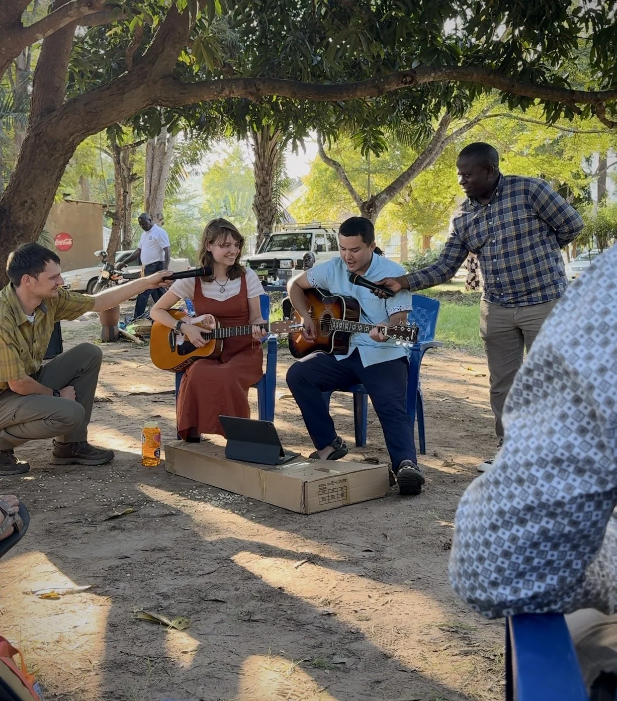  Performing a song at a cultural event 