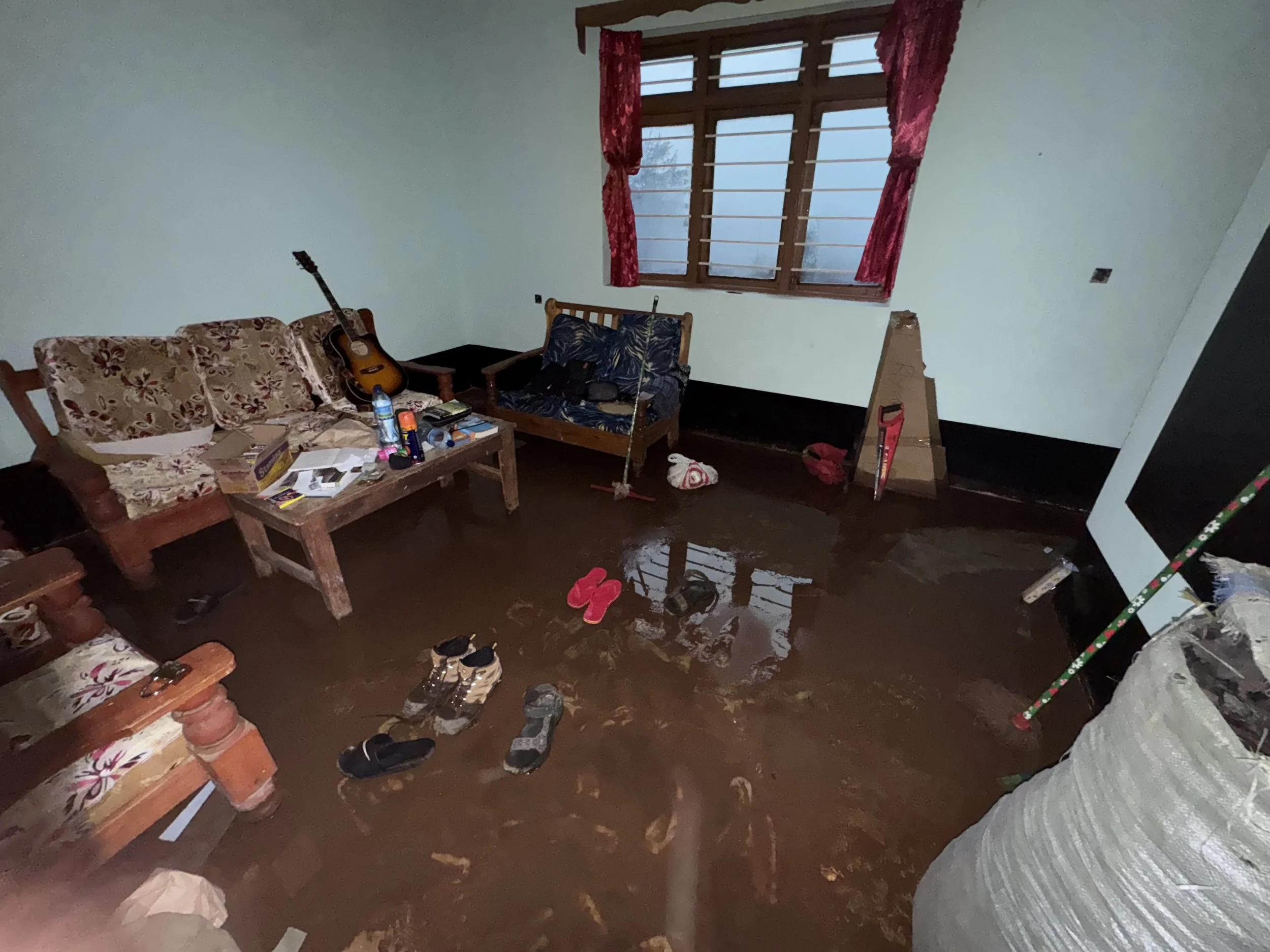  After most of the water had drained out 