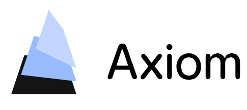 Logo with a black base, a dark blue layer, and a light blue layer, like sheets of paper, off-center almost like a triangle, with "Axiom" written in black to the right. Frontier AI model lab company.
