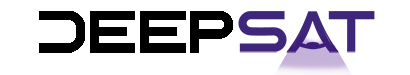 DEEPSAT logo, with "DEEP" in black and "SAT" in purple, with purple shading under the "A", representing satellite coverage.