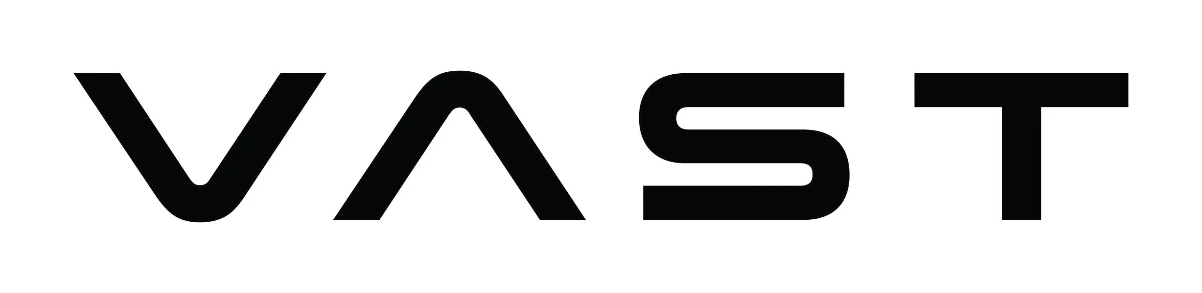 "VAST" logo, where the "A" is stylized like the upside-down "V". Space station company.