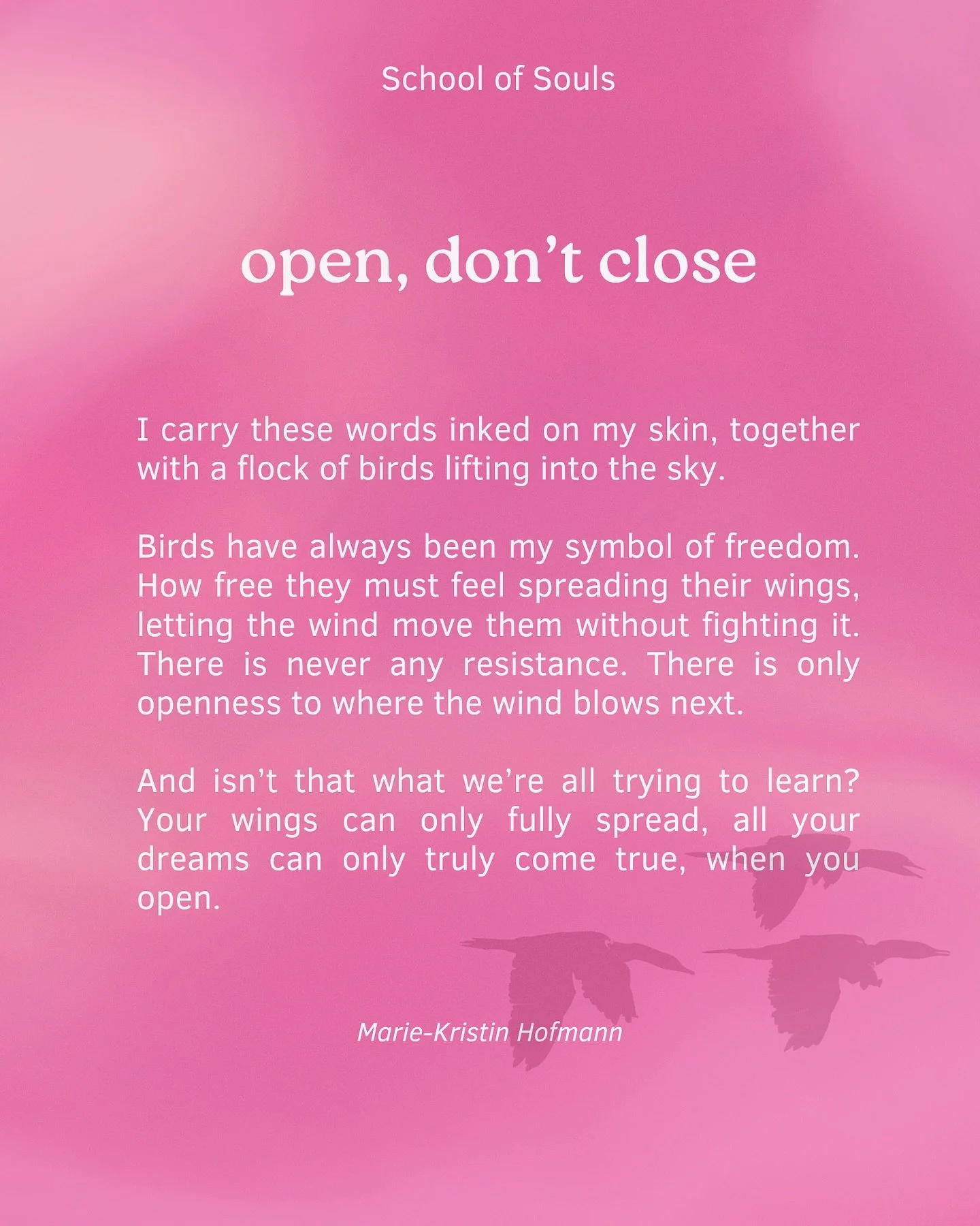 If I could give one advice to my younger self, it would be this: open don&rsquo;t close.

Discomfort is for you. It&rsquo;s your body signaling you that you are resisting the present moment, that there are blocks within you and patterns keeping you f