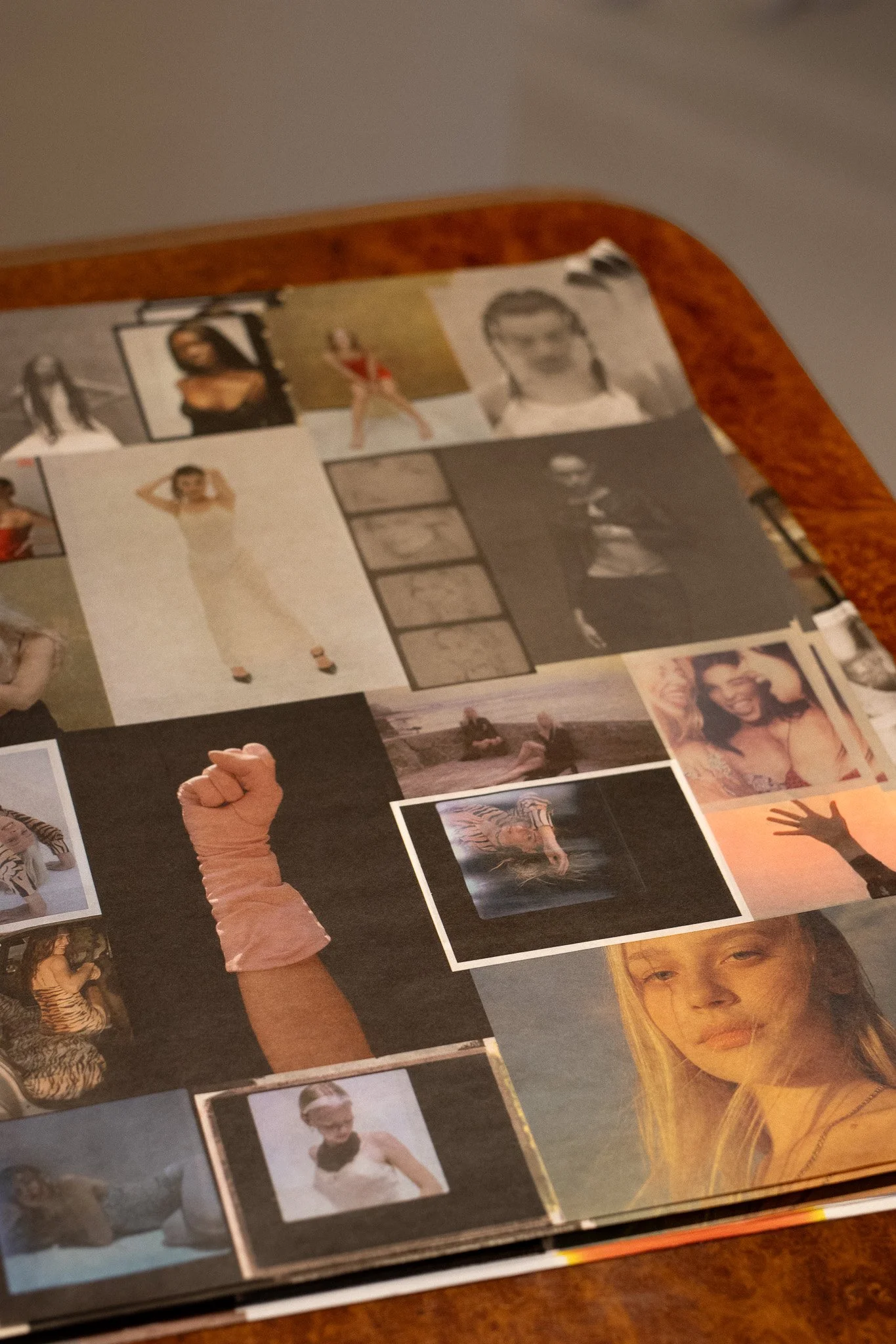 A collage of various photos of people, including children and adults, in different poses and settings, some in black and white and others in color. Realisation Par.