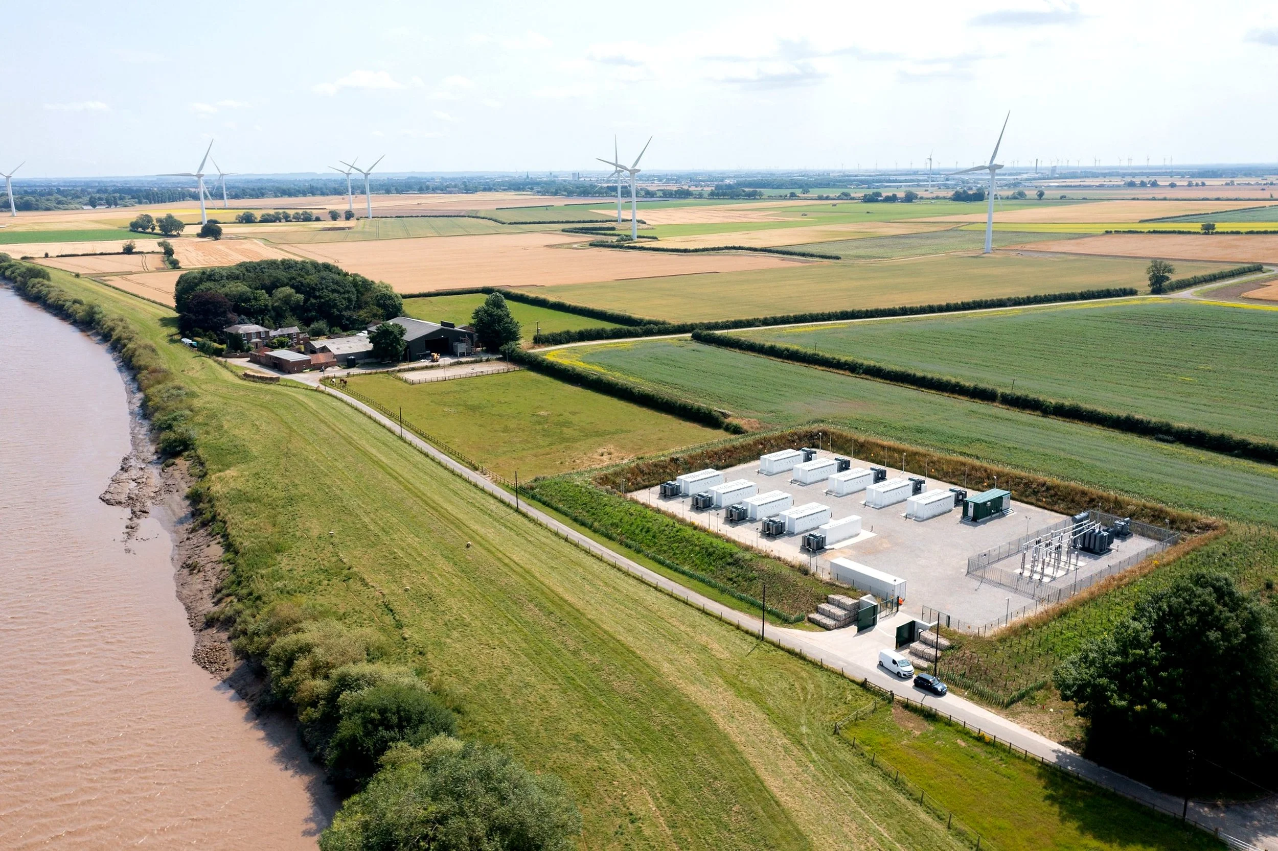 Aerial view of an Ipsum battery energy storage site featured in the June 2026 Green Sustainability Magazine.