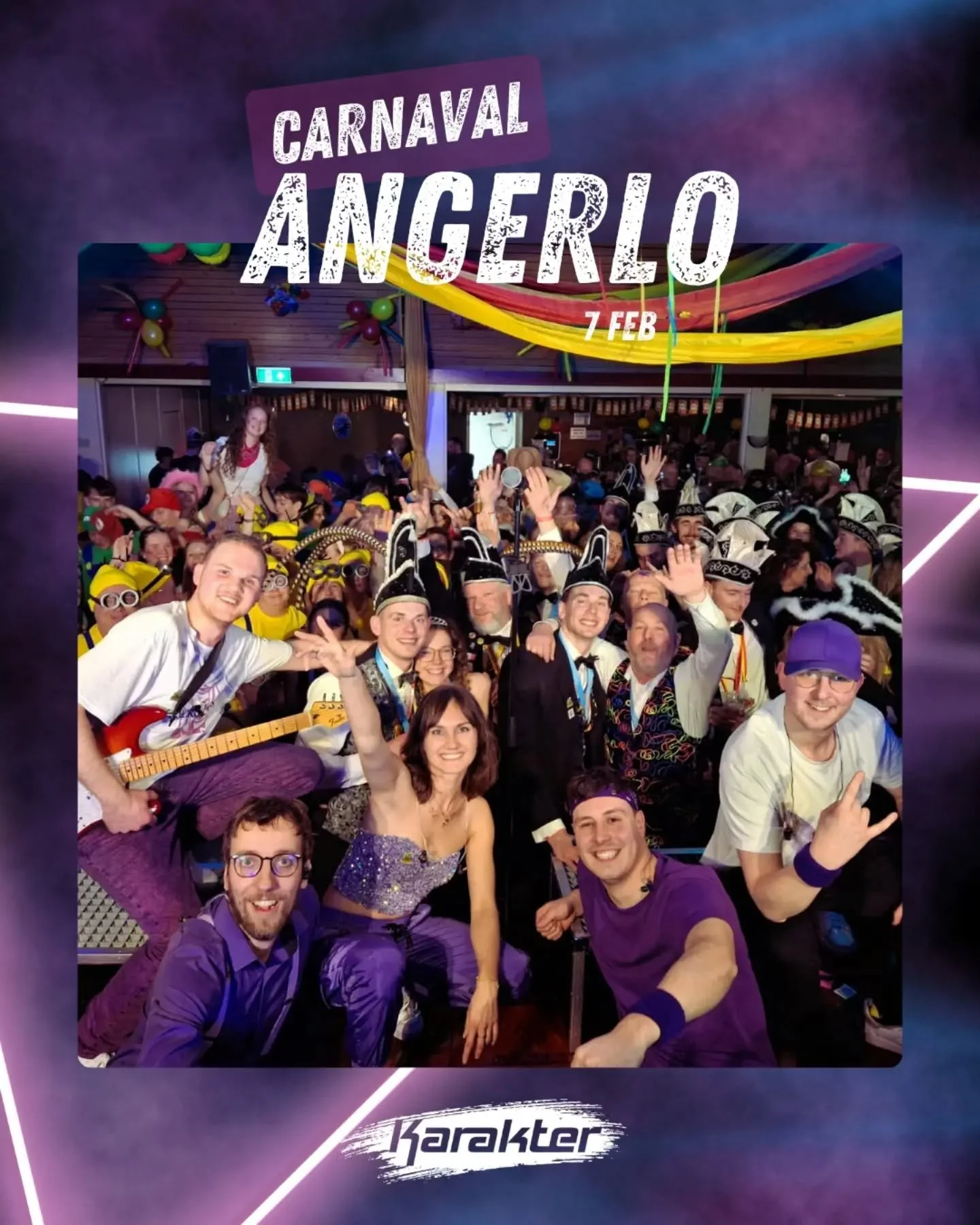 𝗖𝗮𝗿𝗻𝗮𝘃𝗮𝗹 𝗔𝗻𝗴𝗲𝗿𝗹𝗼, we are back! 🎉 We gaan er weer een heerlijk feessie van maken. Zijn jullie er ook al helemaal klaar voor?! 🤩🔥

𝘍𝘦𝘦𝘴𝘵𝘫𝘦 𝘮𝘦𝘵 𝘒𝘢𝘳𝘢𝘬𝘵𝘦𝘳?🔥
🗓 @burovoormuziek
🌐 www.karakterdeband.nl
🎛 B&amp;B

#fees