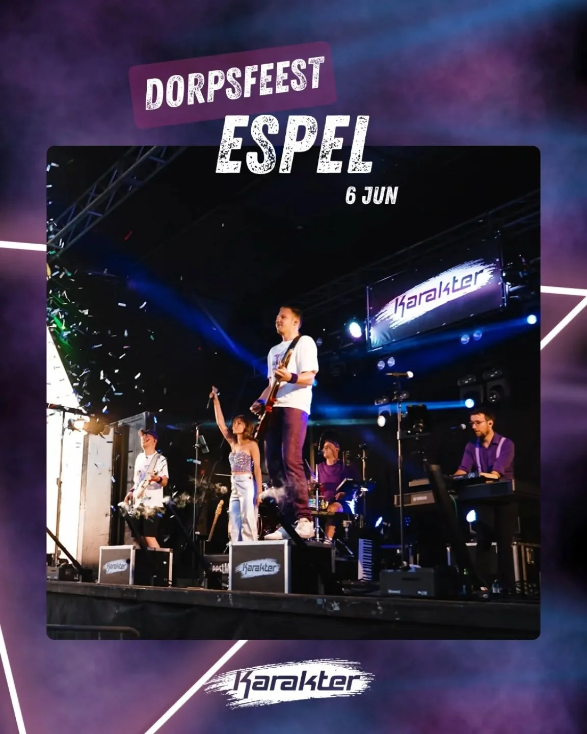 Morgen gaan we in 𝗘𝘀𝗽𝗲𝗹 de tent op z'n kop zetten! 🤩 Bereid je maar voor op een knallend feest. Wij gaan heelemaal los 🪩🤘🏼

𝘍𝘦𝘦𝘴𝘵𝘫𝘦 𝘮𝘦𝘵 𝘒𝘢𝘳𝘢𝘬𝘵𝘦𝘳?🔥
🗓 @burovoormuziek
🌐 www.karakterdeband.nl
🎛 B&amp;B

#feestband #coverba