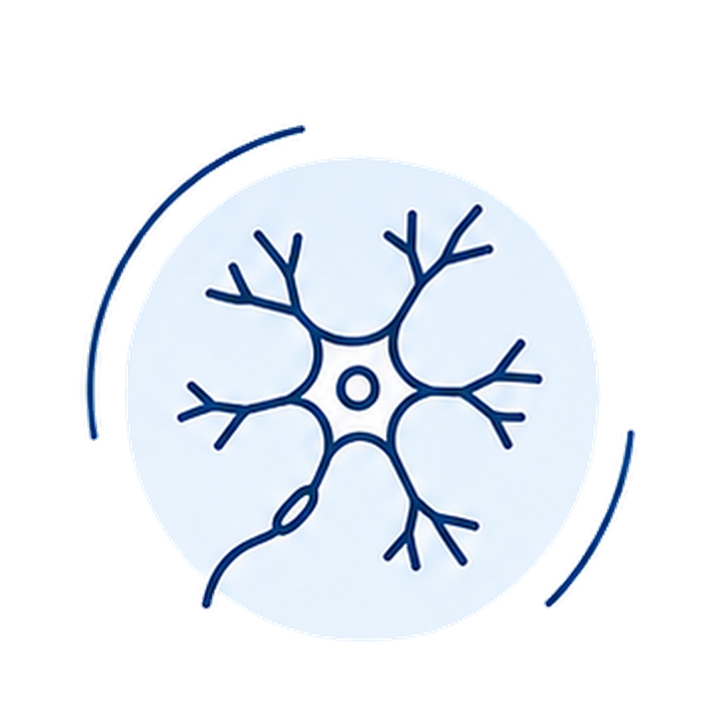 Illustrazione stilizzata di un neurone per neuropatie, formicolii e dolore irradiato