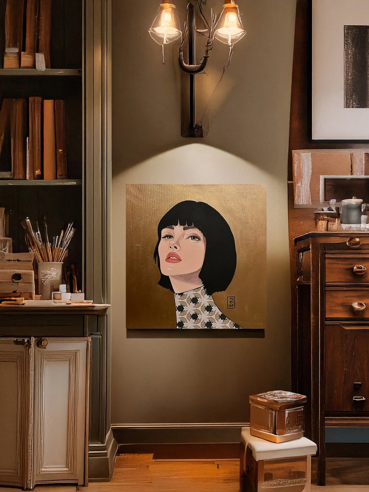 &ldquo;La Flaca&rdquo;. From my wiener series. 50x50. Available in my studio. #goldenwoman #wienerstudio #wienerin #flaca #artistinvienna