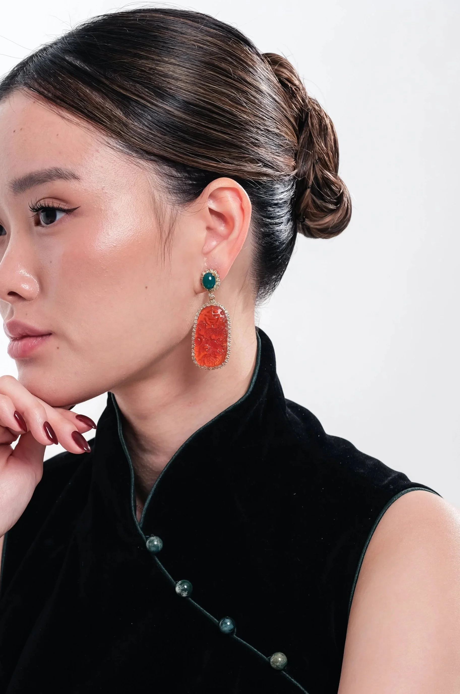 Red Jadeite Earrings