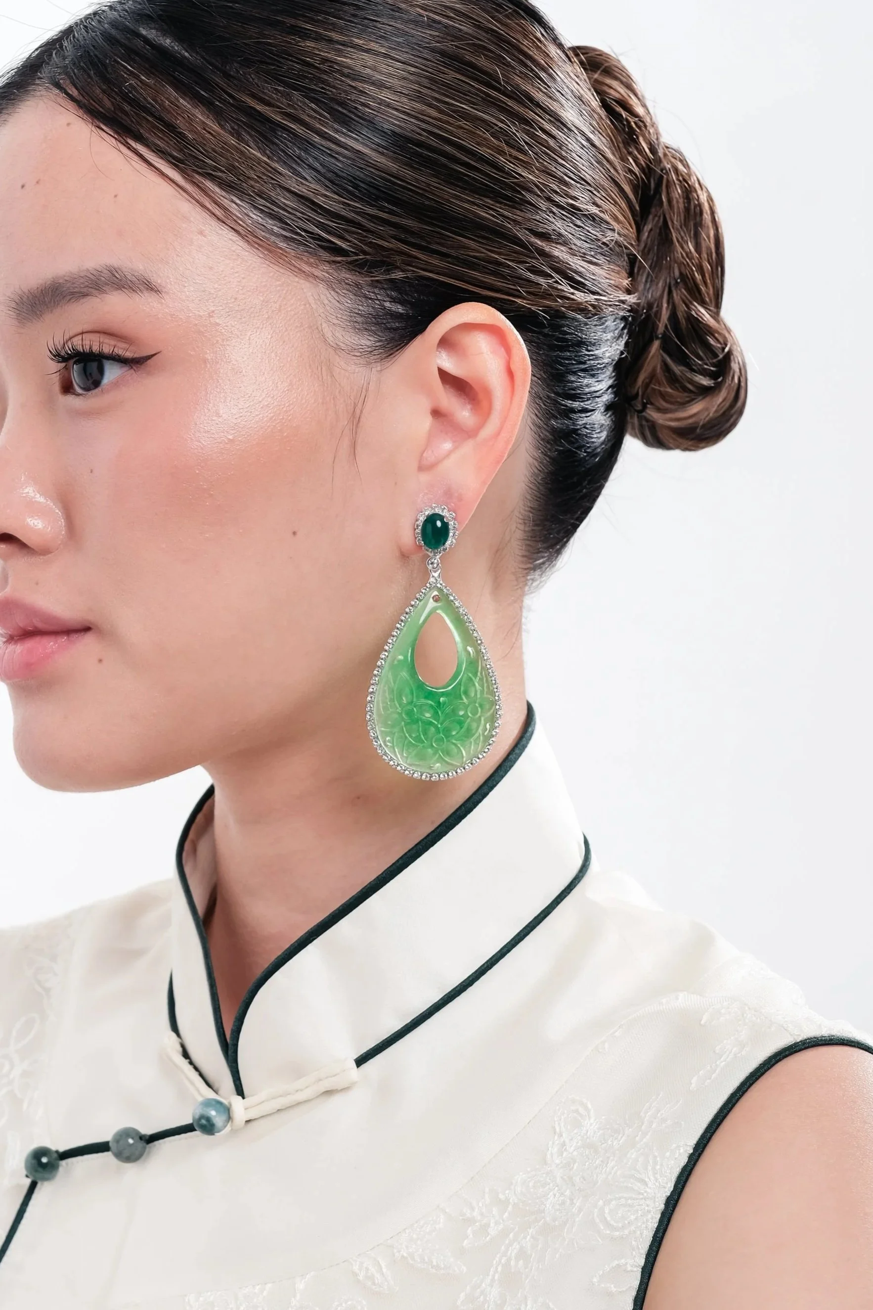 Green Jade Teardrop Earrings