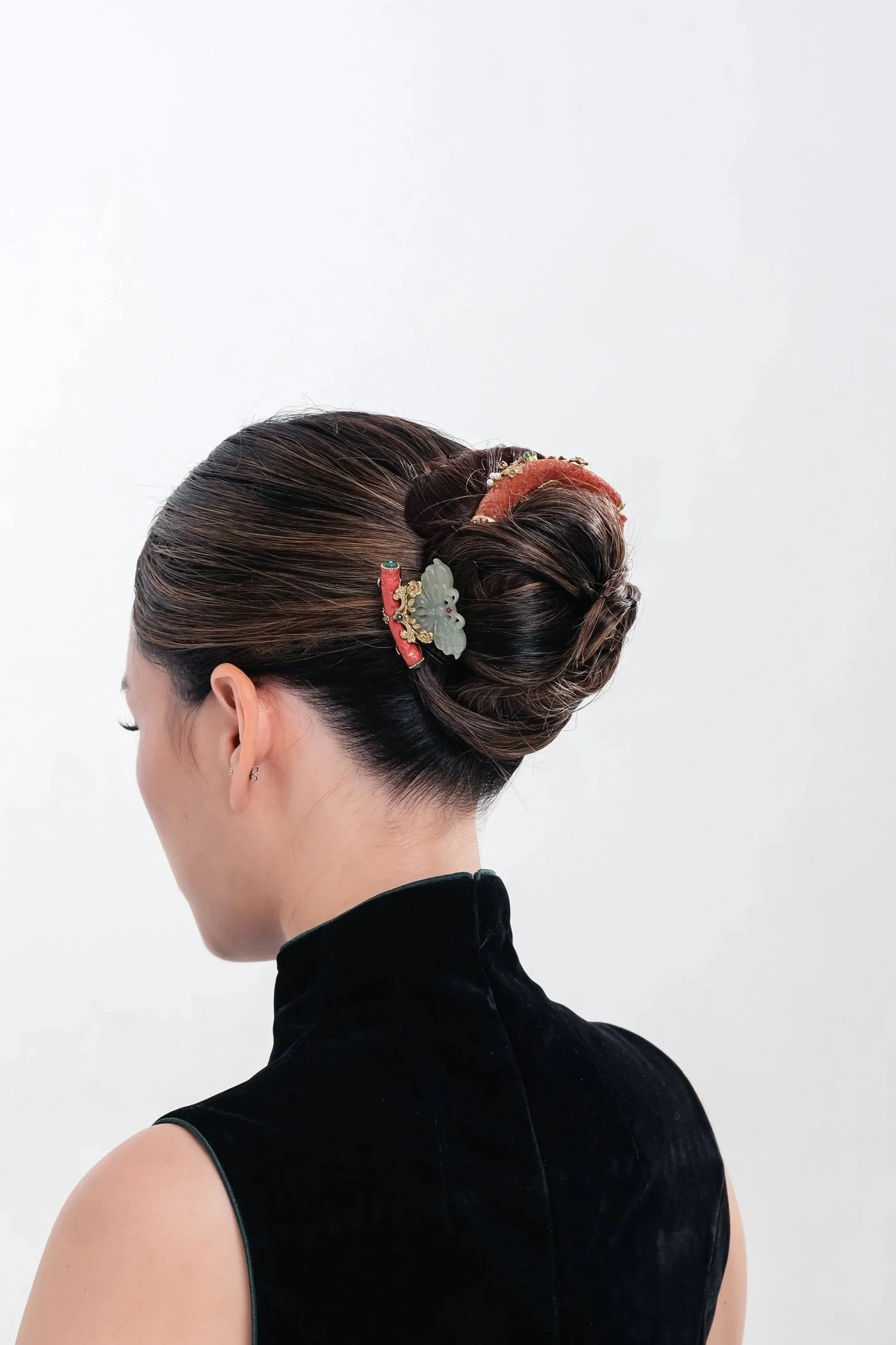 Red Agate & Ice Jade Butterfly Hairpiece