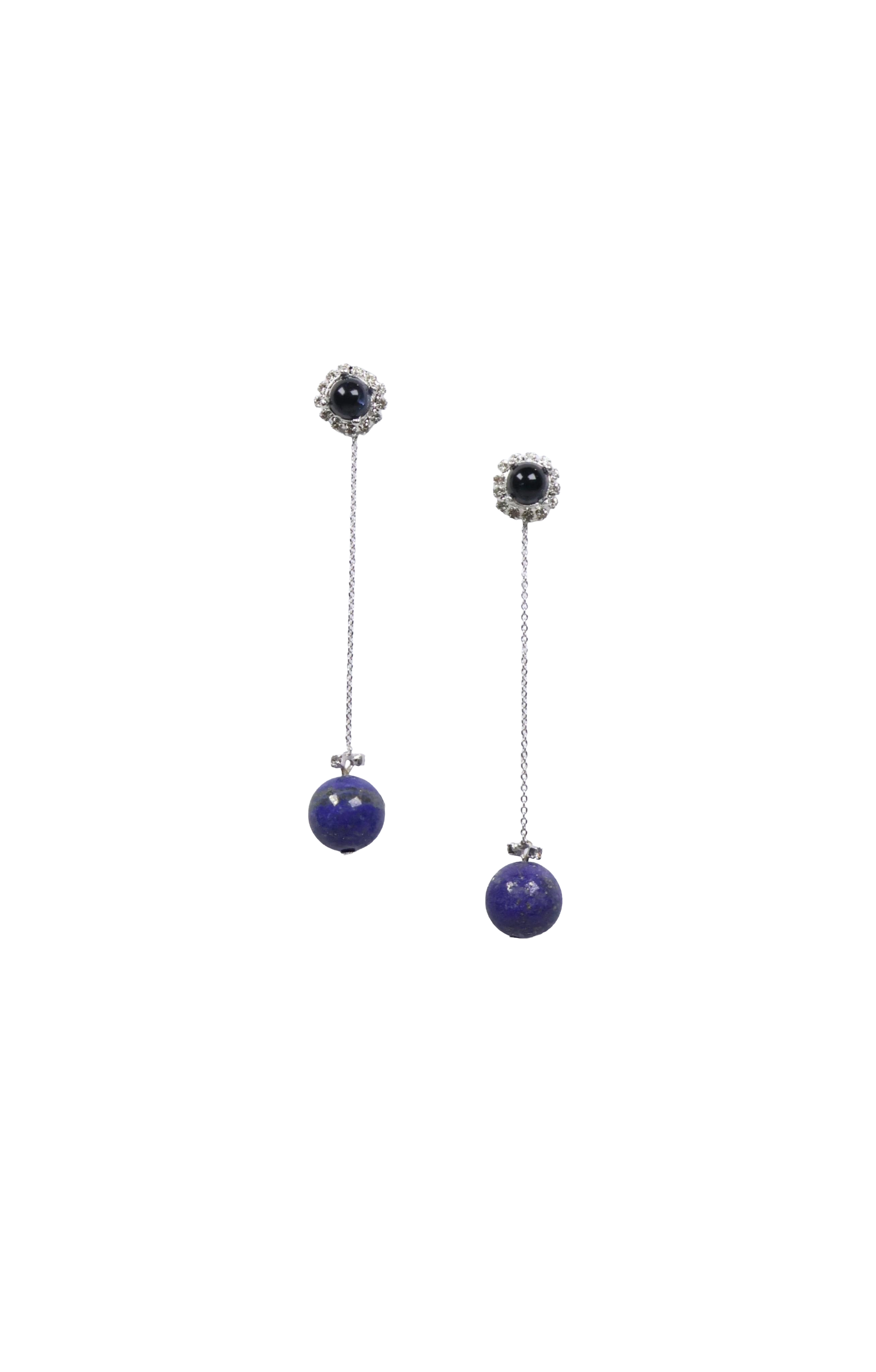 Dangling Dark Blue Jadeite Earrings