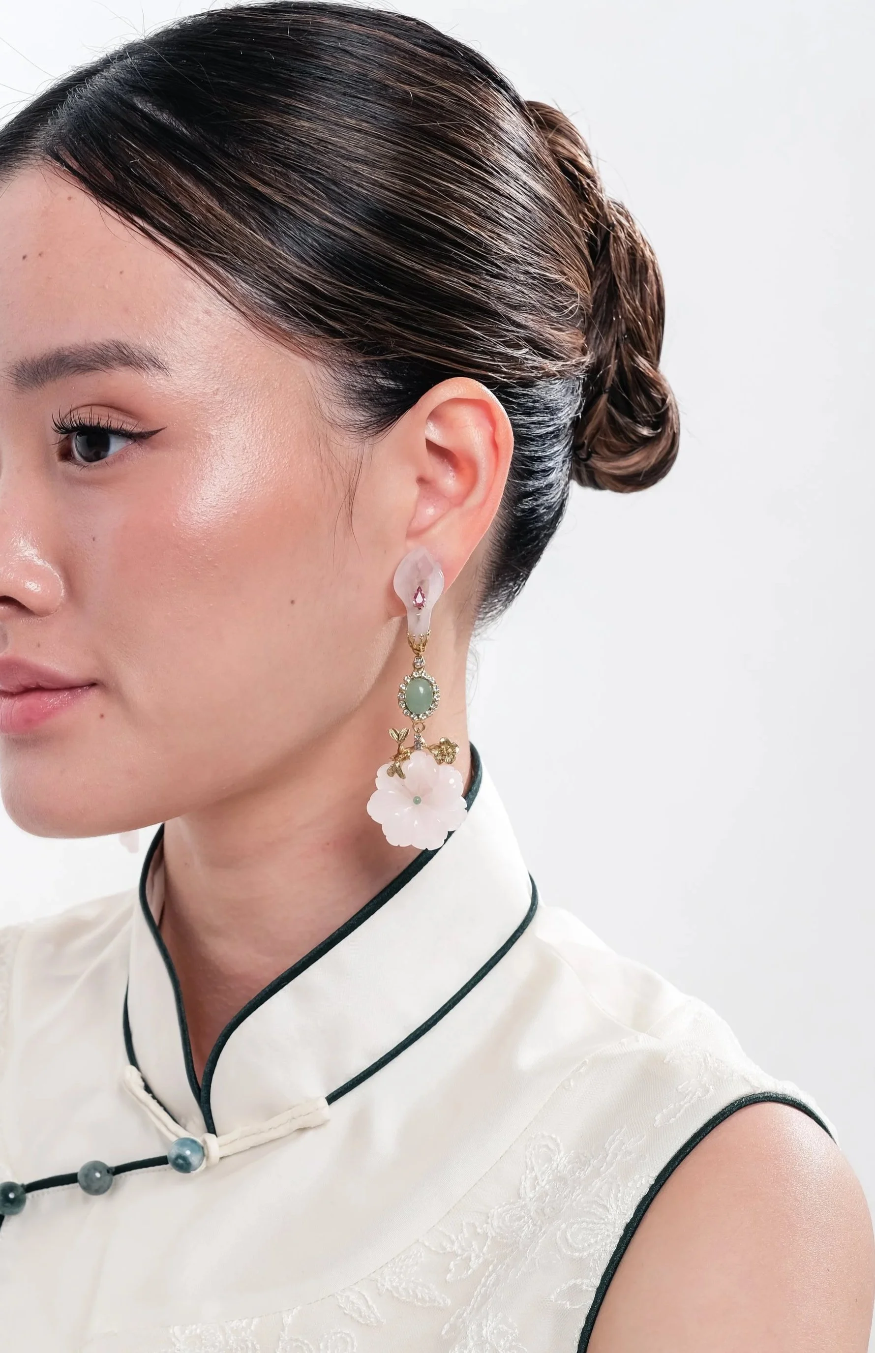 Pink Jade Bloom Earrings