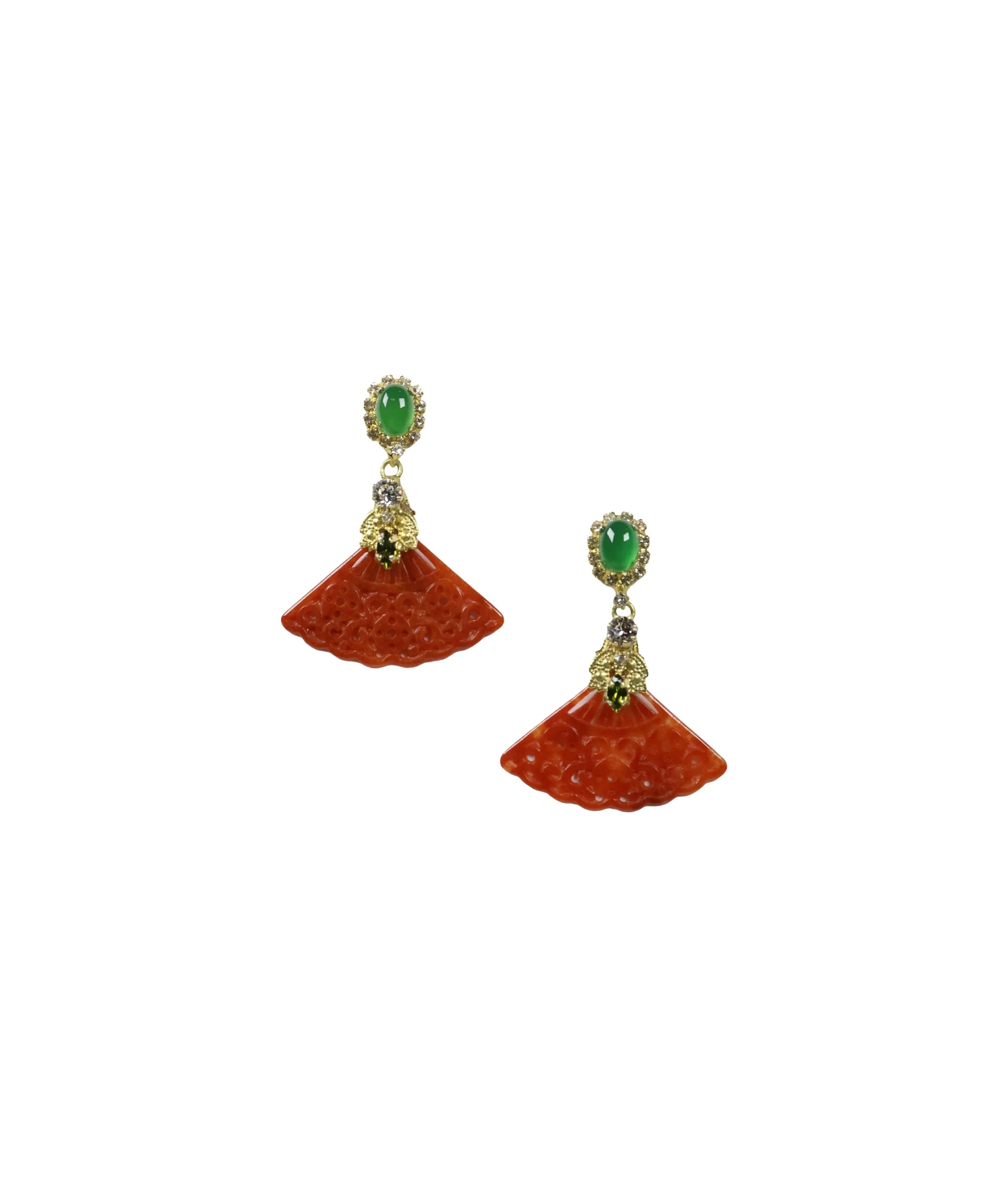 Red Agate Jade Fan Earrings