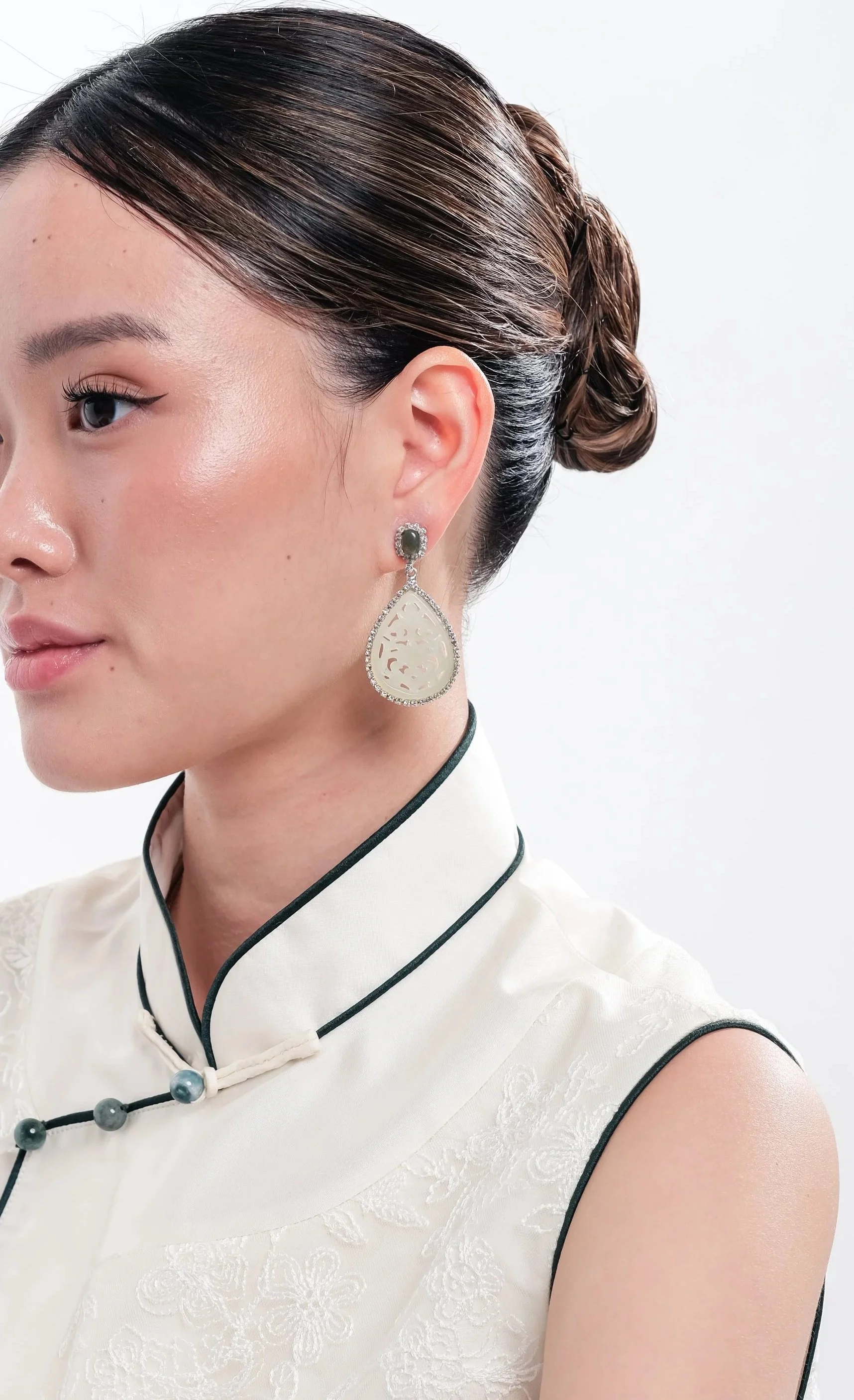 Pale Celadon Jade Earrings