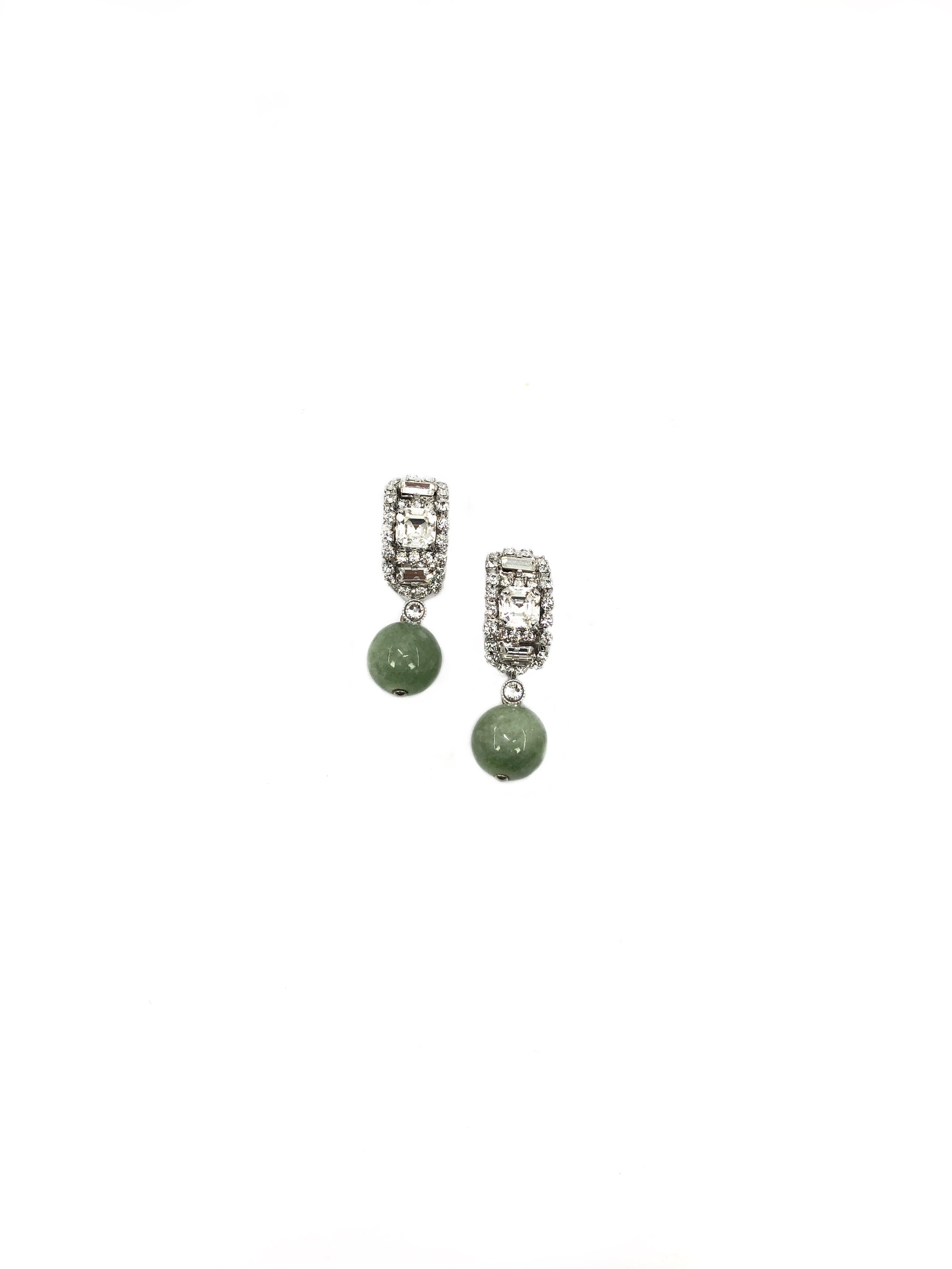 Celadon Jade Cuff Earrings