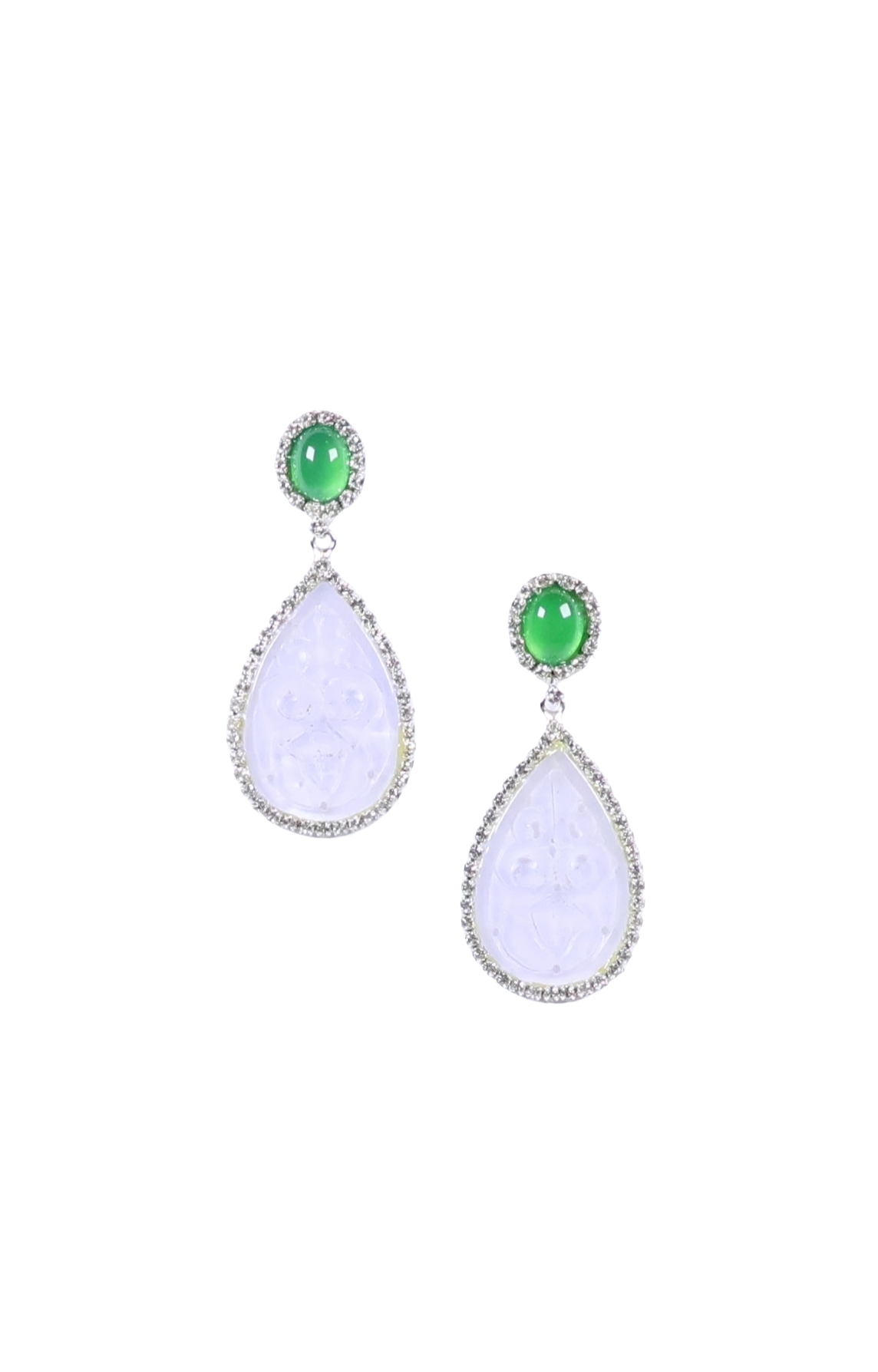 White Ice Jadeite Earrings