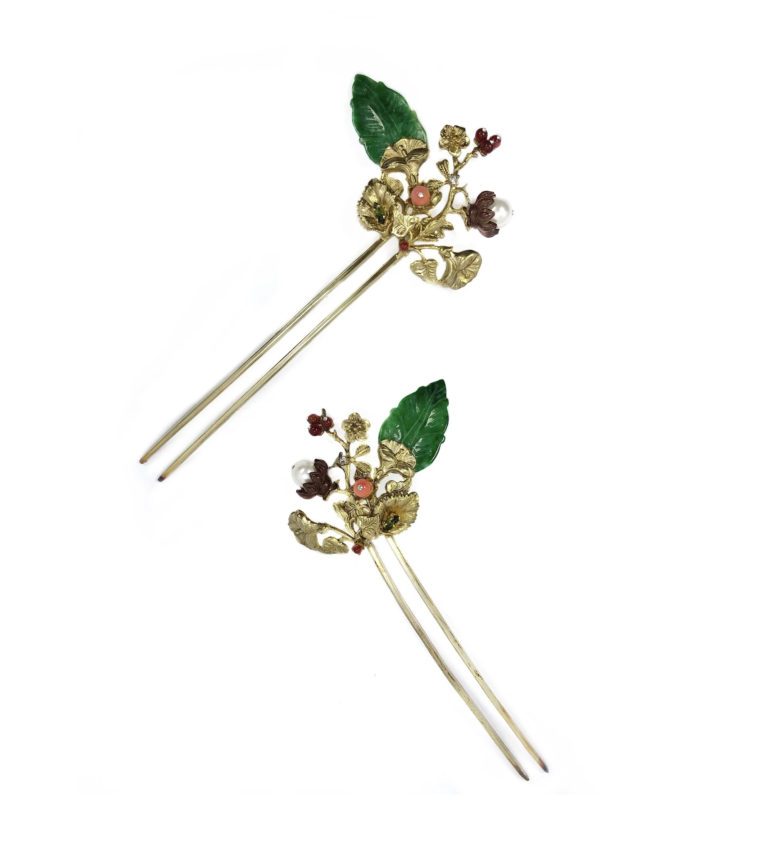 Green Jade Leaf Hairpin