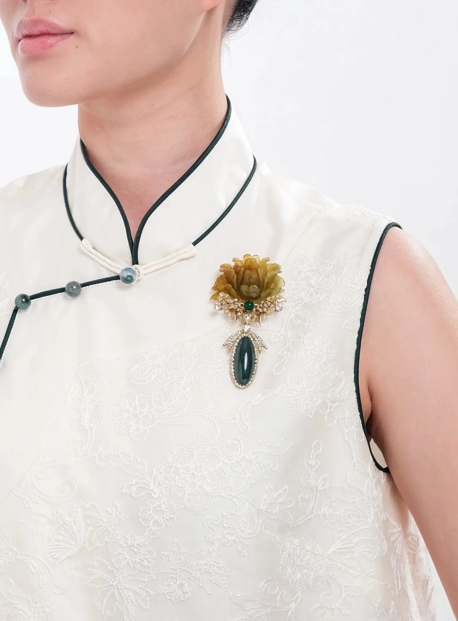 Yellow Hetian Brooch