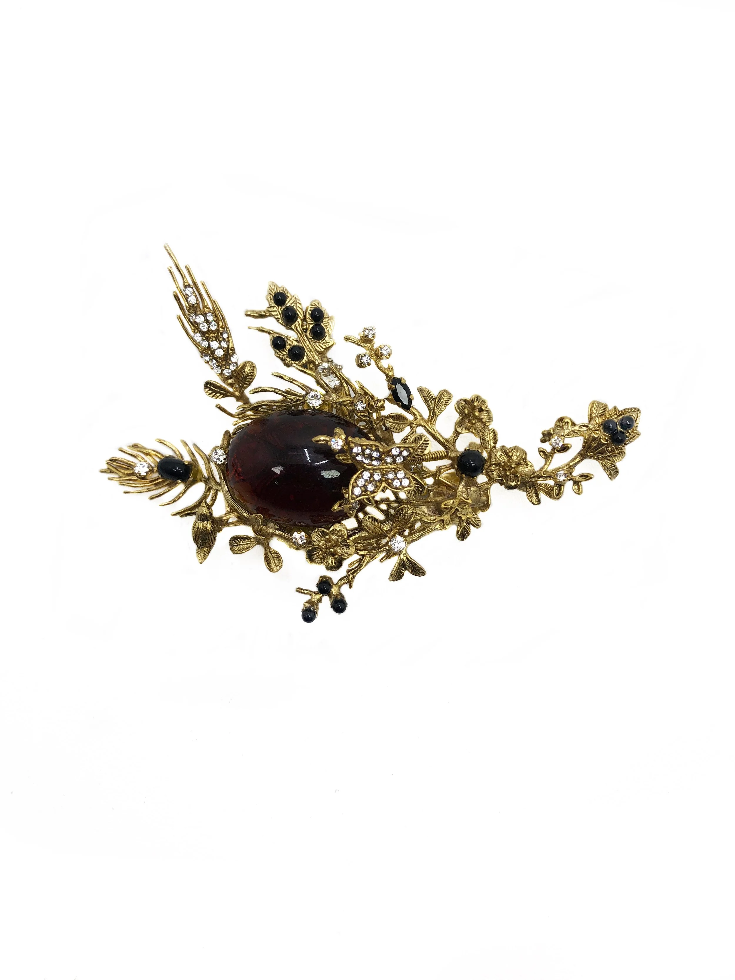 BLACK STONE AND GOLD BEOOCH