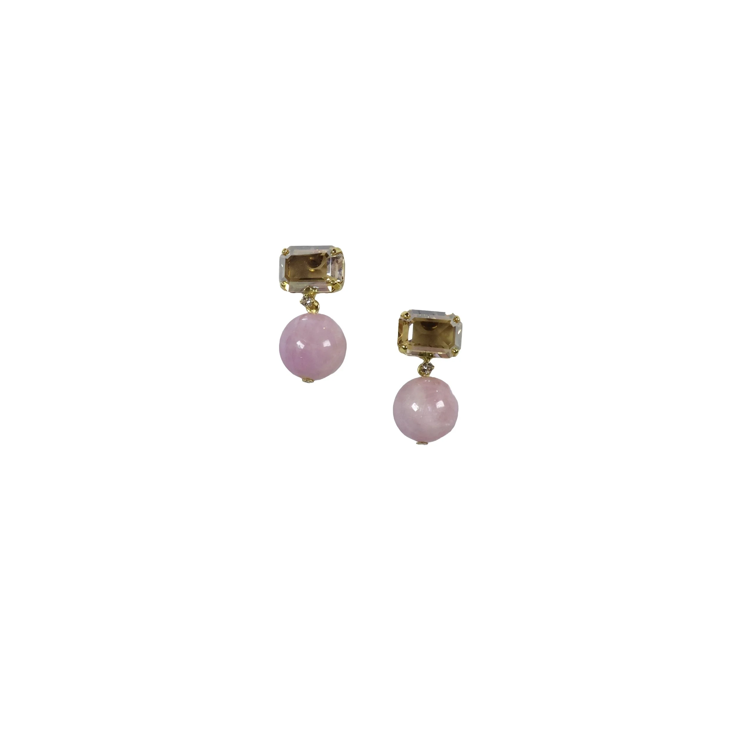 Pink Jade & Topaz Earrings