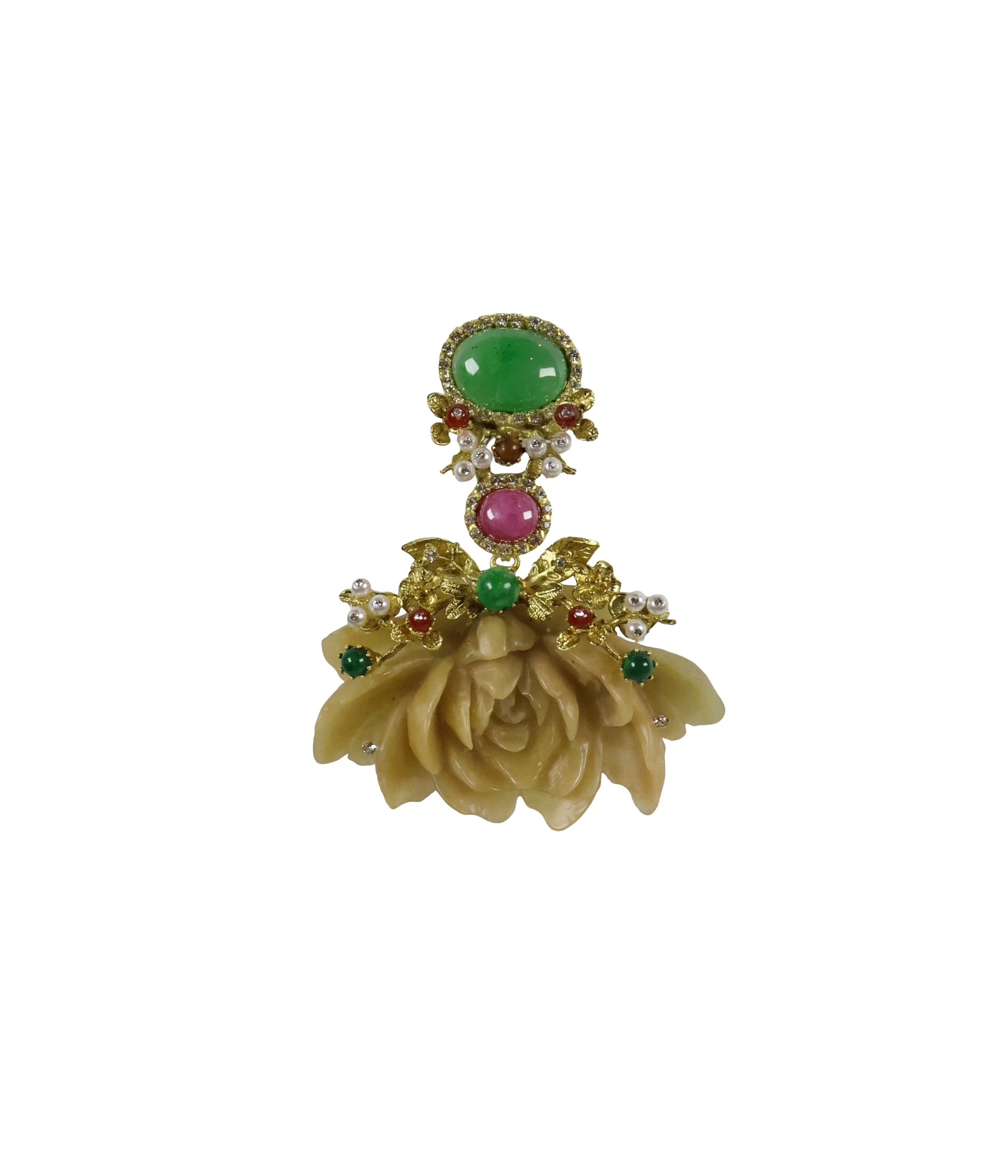 Yellow Hetian Jade Brooch