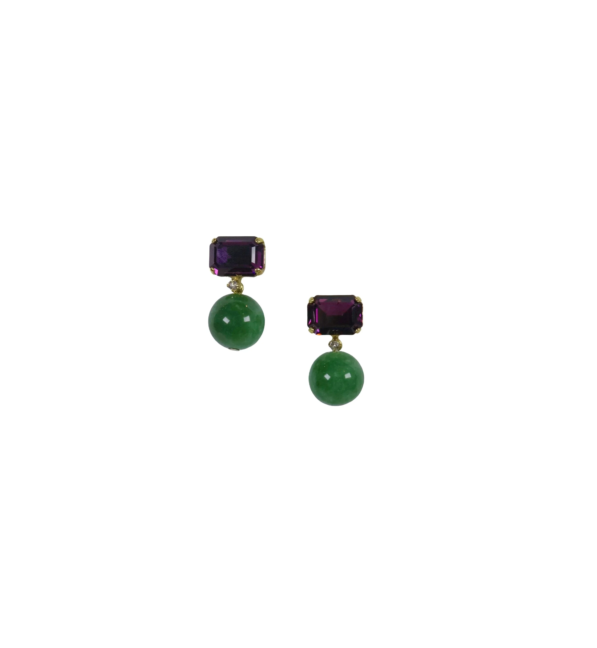 Green Jade & Amethyst Earrings