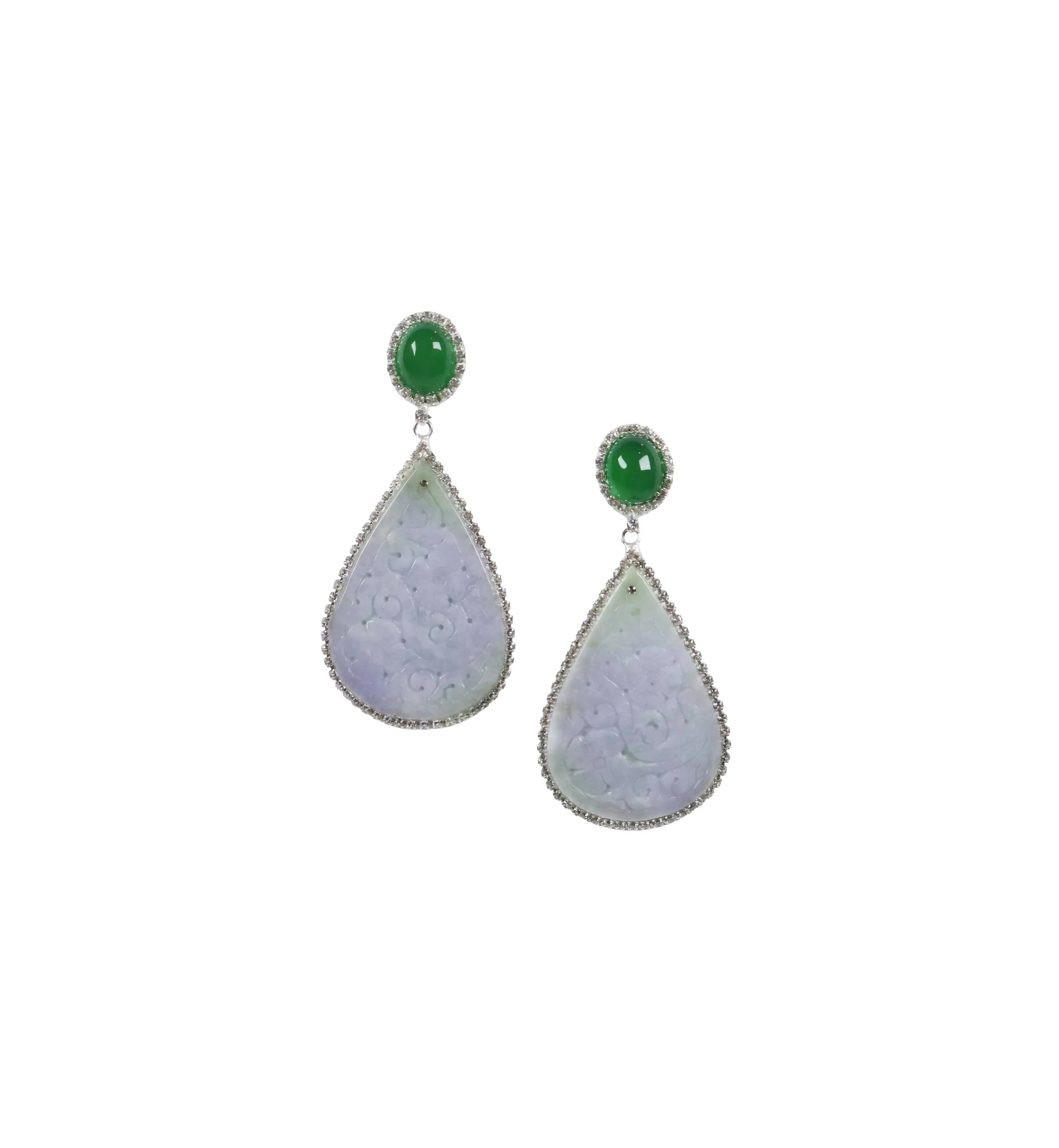 Lilac & White Jadeite Earrings